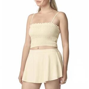 Florence by Mills Sweet Solstice Smocked Crop Cami Pear Sorbet Yellow NWT XL